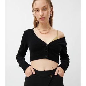 NWT Weekday Tori Wool Cropped Cardigan Black XS